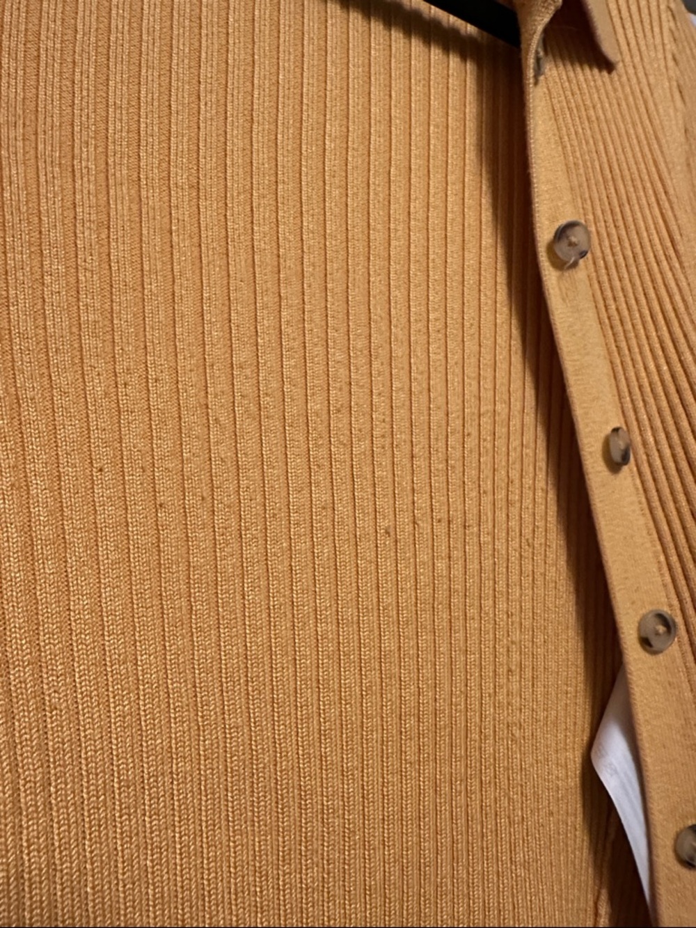Abercrombie & Fitch Ribbed Button-Up Cardigan - Mustard - Picture 4 of 5